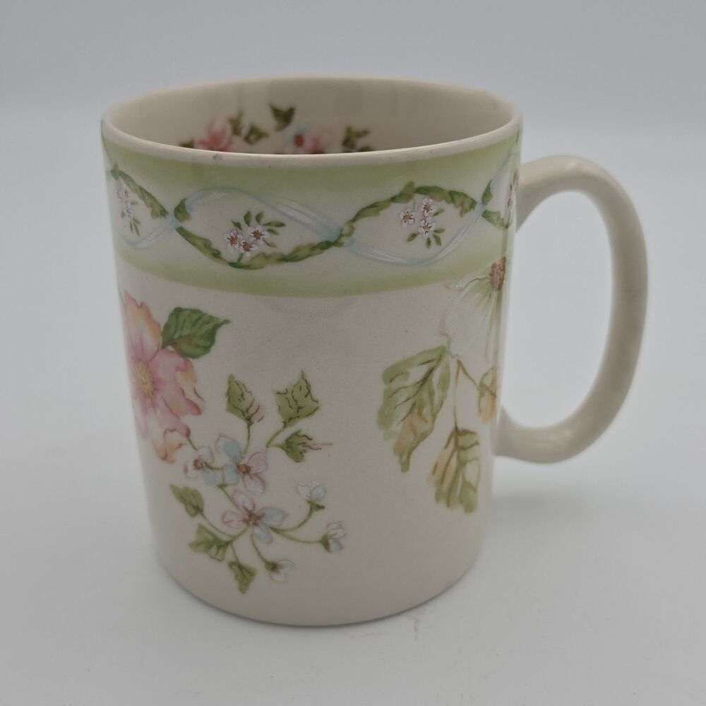 Tracy Porter Cottage Trellis Collection Coffee Mug Floral Green Made in Poland